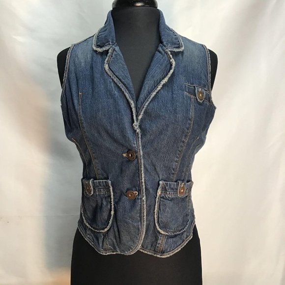 DKNY Jeans- Fitted Denim Vest - Picture 1 of 10